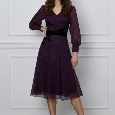 Black Friday Rochie Miruna mov cu insertii din catifea