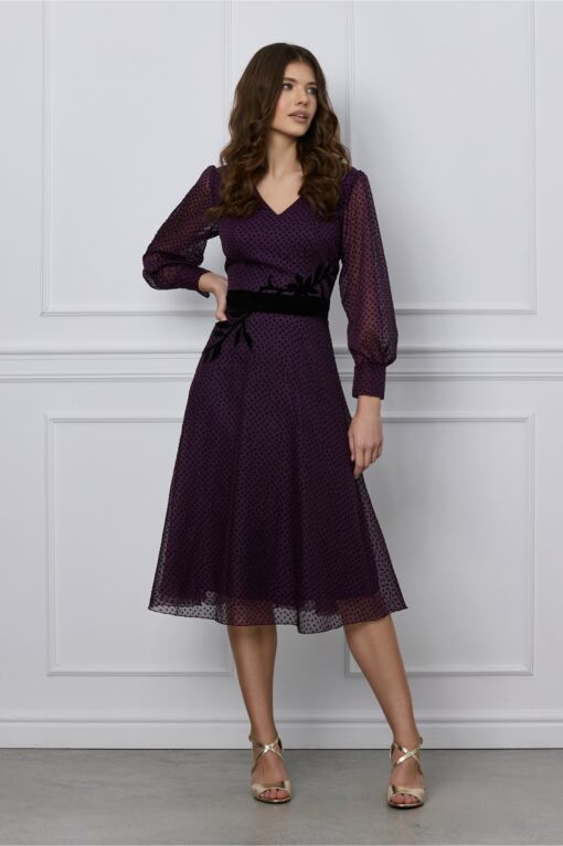 Black Friday Rochie Miruna mov cu insertii din catifea