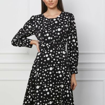 Black Friday 2022 Rochie Mirunea neagra cu buline albe