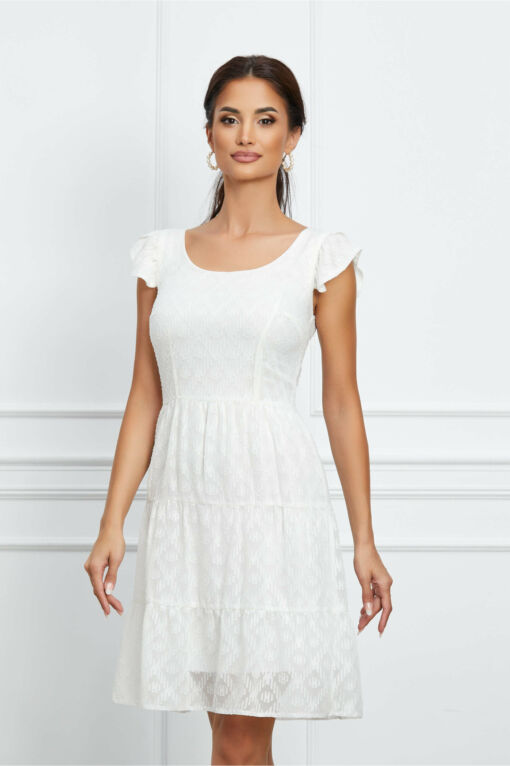 Black Friday 2022 Rochie Moze alba cu insertii in relief