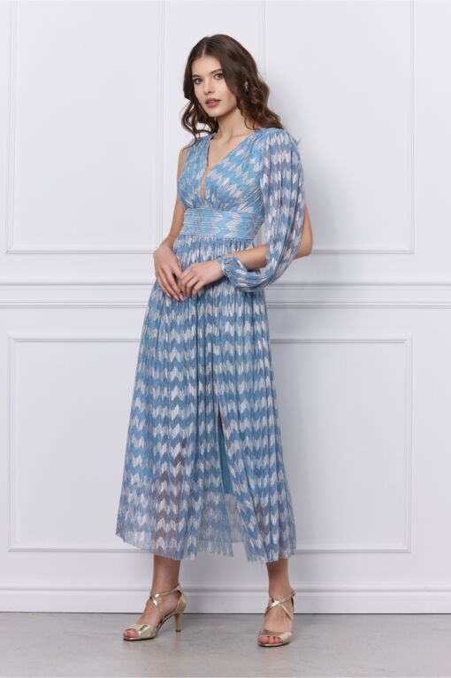 Black Friday Rochie Moze bleu cu detalii argintii