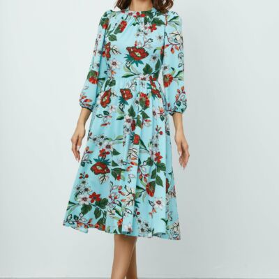 Black Friday 2022 Rochie Moze bleu cu imprimeu floral
