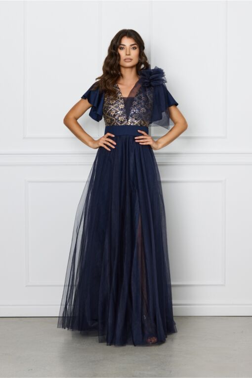 Black Friday Rochie Moze bleumarin cu paiete la bust