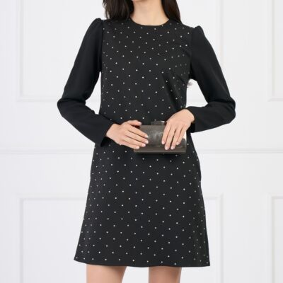 Black Friday Rochie Moze eleganta din stofa neagra cu strasuri