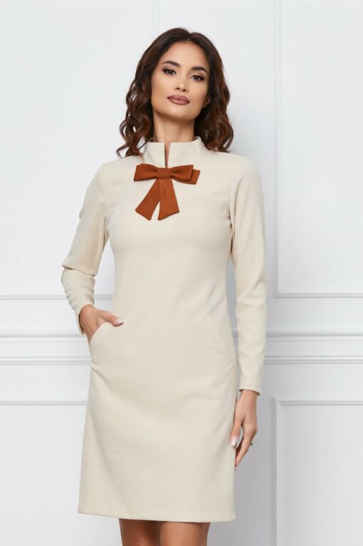 Black Friday 2022 Rochie Moze ivory cu funda la bust si buzunare