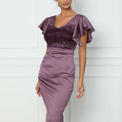 Black Friday 2022 Rochie Moze lila prafuit cu glitter si tull la bust