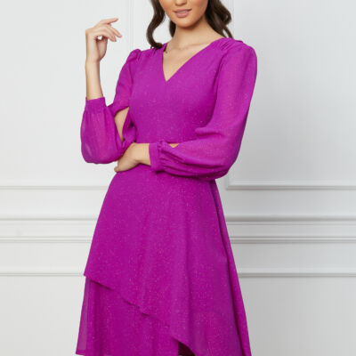 Black Friday Rochie Moze magenta cu glitter si maneci decupate