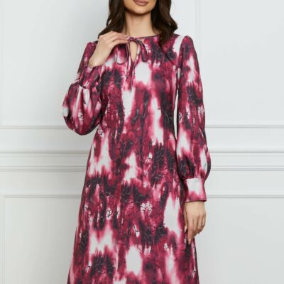 Black Friday 2022 Rochie Moze magenta cu imprimeuri albe