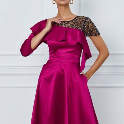 Black Friday 2022 Rochie Moze magenta cu paiete la decolteu