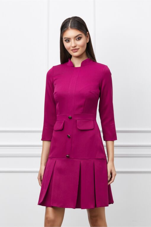 Black Friday 2022 Rochie Moze magenta cu pliuri la baza