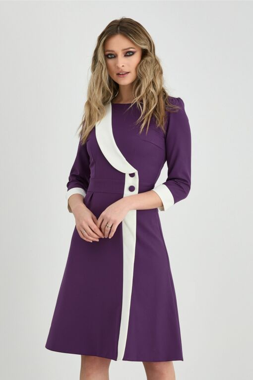 Black Friday 2022 Rochie Moze mov cu detalii albe