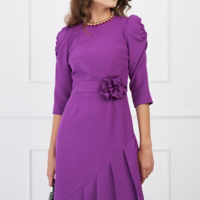Black Friday 2022 Rochie Moze mov cu floare in talie