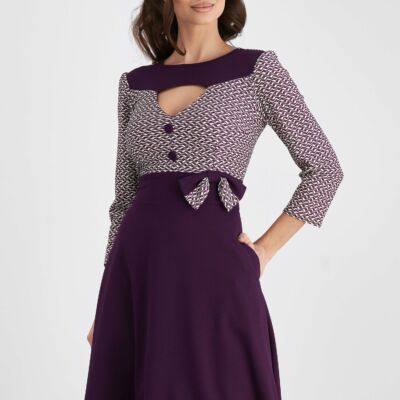 Black Friday 2022 Rochie Moze mov cu fundita in talie
