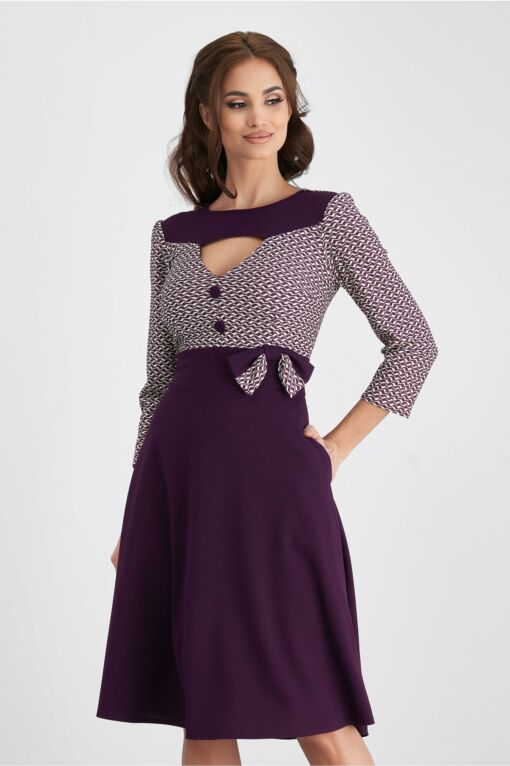 Black Friday 2022 Rochie Moze mov cu fundita in talie