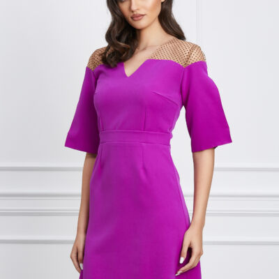 Black Friday Rochie Moze mov cu tull si buline la bust