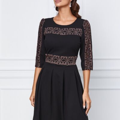 Black Friday 2022 Rochie Moze neagra cu broderie maro
