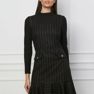 Black Friday Rochie Moze neagra cu dungi bej