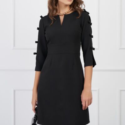 Black Friday 2022 Rochie Moze neagra cu fundite pe maneci