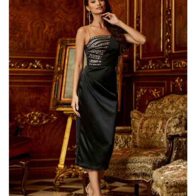 Black Friday 2022 Rochie Moze neagra cu glitter la bust