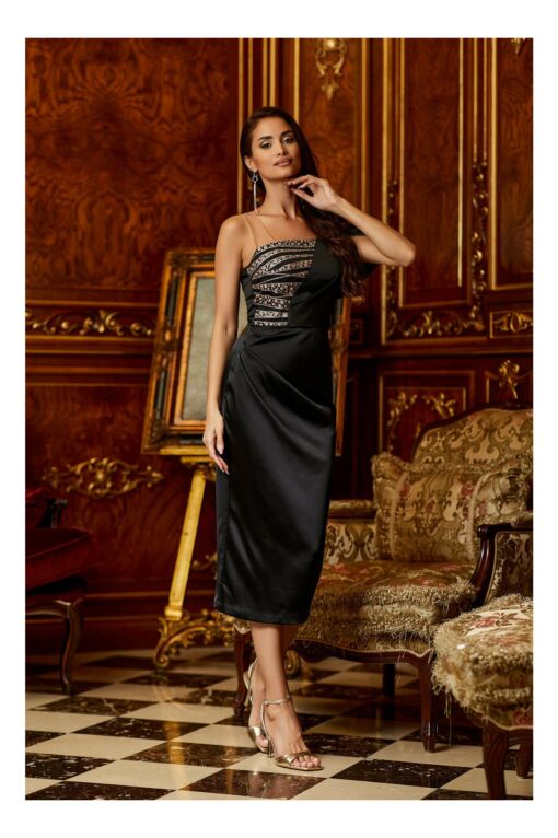 Black Friday 2022 Rochie Moze neagra cu glitter la bust