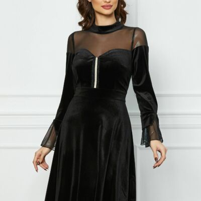 Black Friday Rochie Moze neagra cu tull la bust