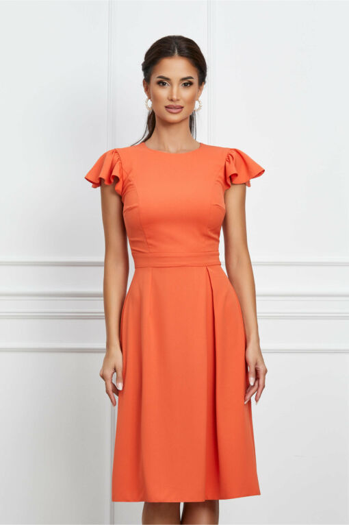 Black Friday 2022 Rochie Moze orange cu volanase la maneci
