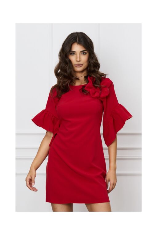 Black Friday Rochie Moze rosie cu floare maxi pe bust