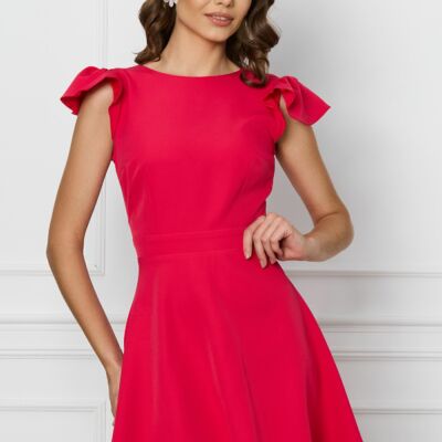 Black Friday Rochie Moze rosu zmeura cu volane la maneci