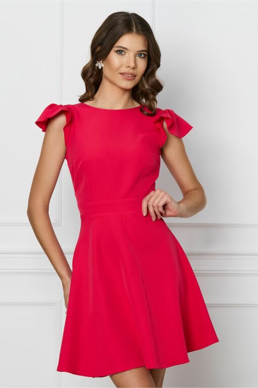 Black Friday Rochie Moze rosu zmeura cu volane la maneci