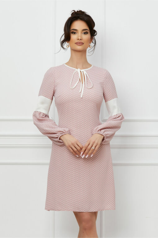 Black Friday 2022 Rochie Moze roz cu buline albe si buzunare