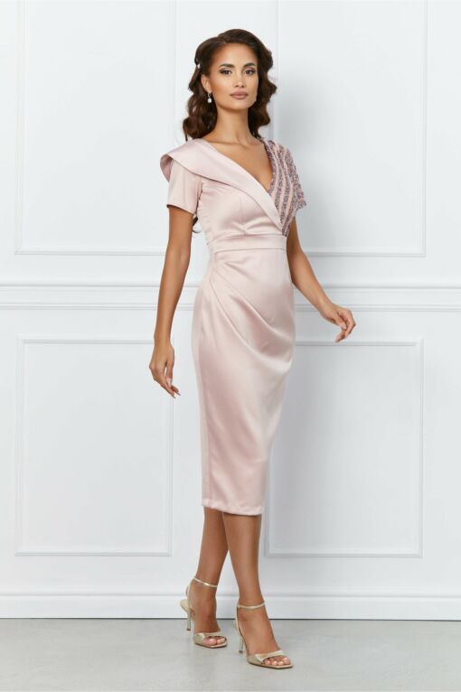 Black Friday 2022 Rochie Moze roz cu paiete la bust