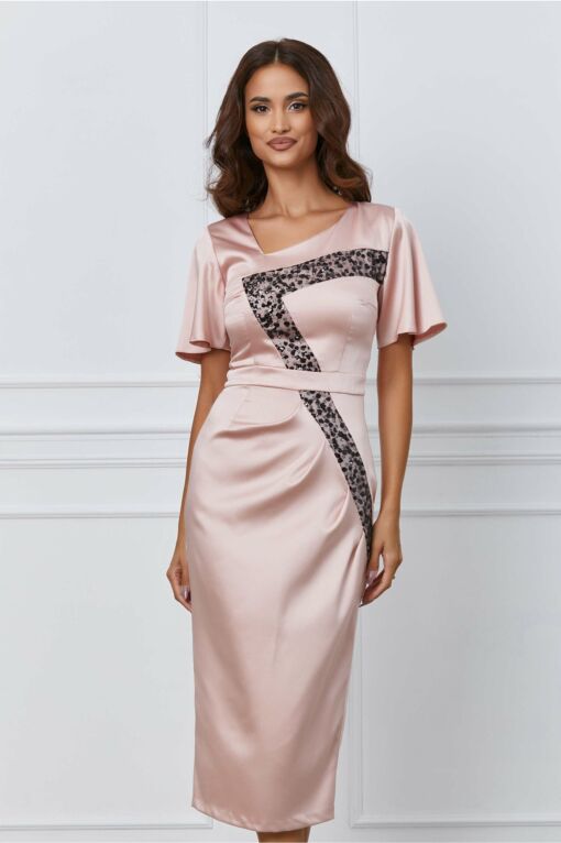 Black Friday 2022 Rochie Moze roz pal cu paiete negre