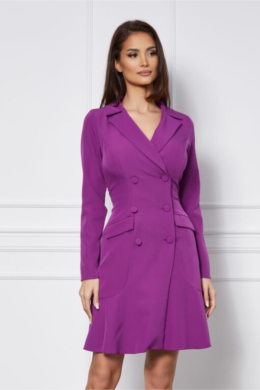 Black Friday 2022 Rochie Moze tip sacou violet cu pliuri