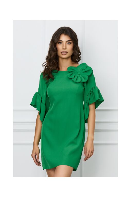 Black Friday 2022 Rochie Moze verde cu floare maxi pe bust