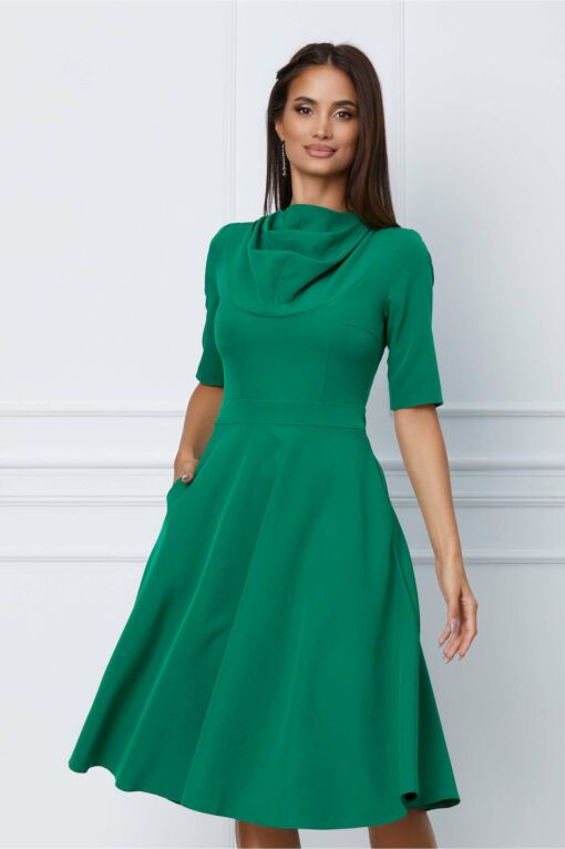 Black Friday 2022 Rochie Moze verde cu guler lasat