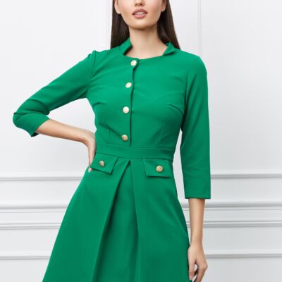 Black Friday 2022 Rochie Moze verde cu nasturi pe bust