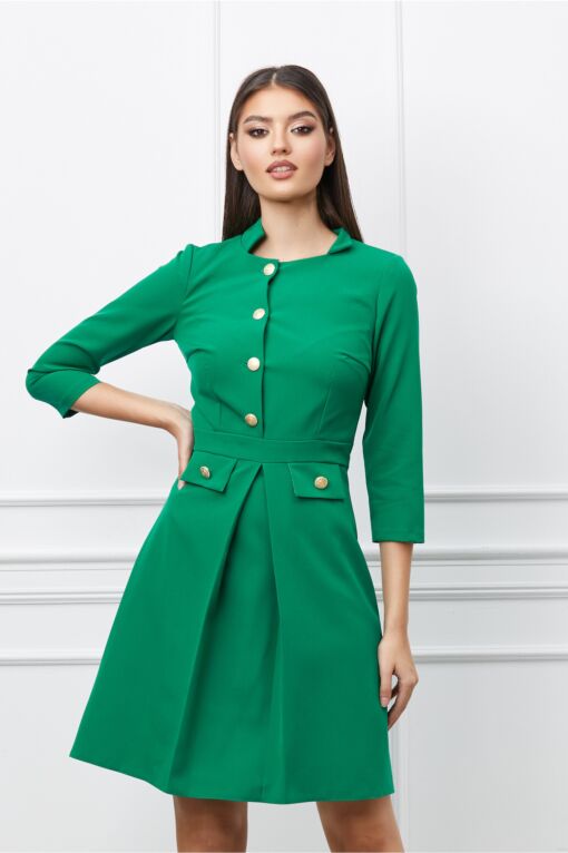 Black Friday 2022 Rochie Moze verde cu nasturi pe bust