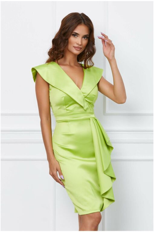 Black Friday 2022 Rochie Moze verde lime cu volan pe fusta