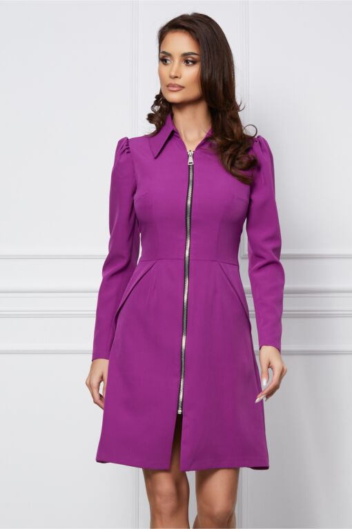 Black Friday 2022 Rochie Moze violet cu fermoar