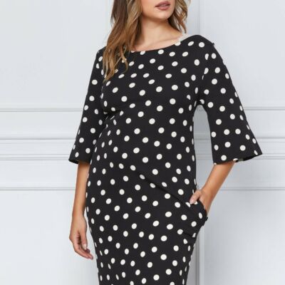 Black Friday 2022 Rochie Nadia neagra cu buline albe