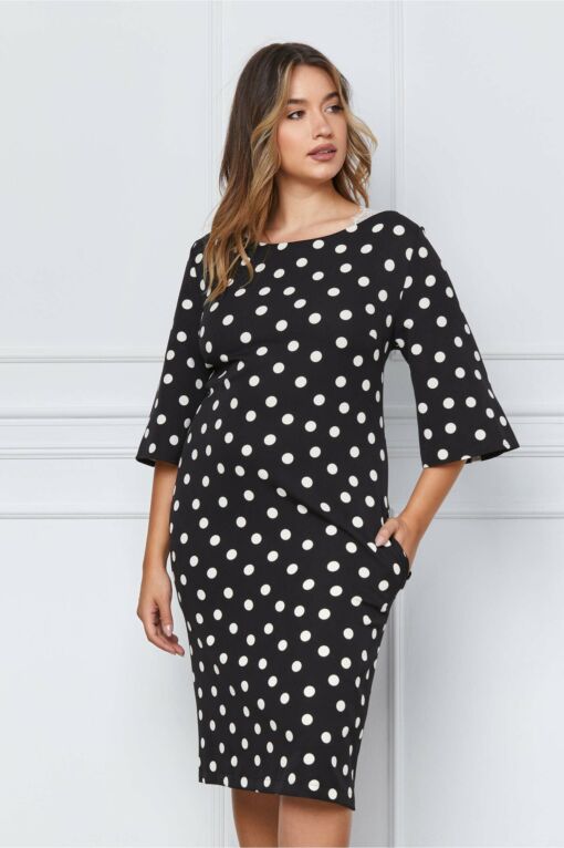 Black Friday 2022 Rochie Nadia neagra cu buline albe