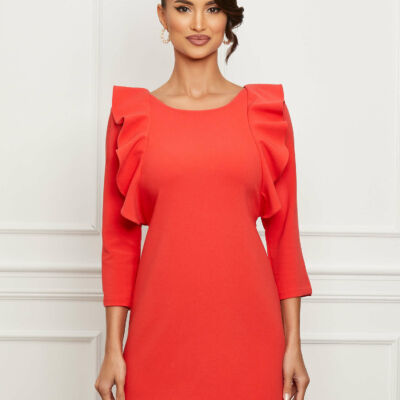 Black Friday 2022 Rochie Reyna corai cu volanase