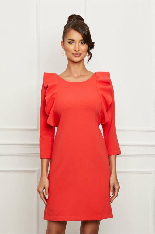 Black Friday 2022 Rochie Reyna corai cu volanase