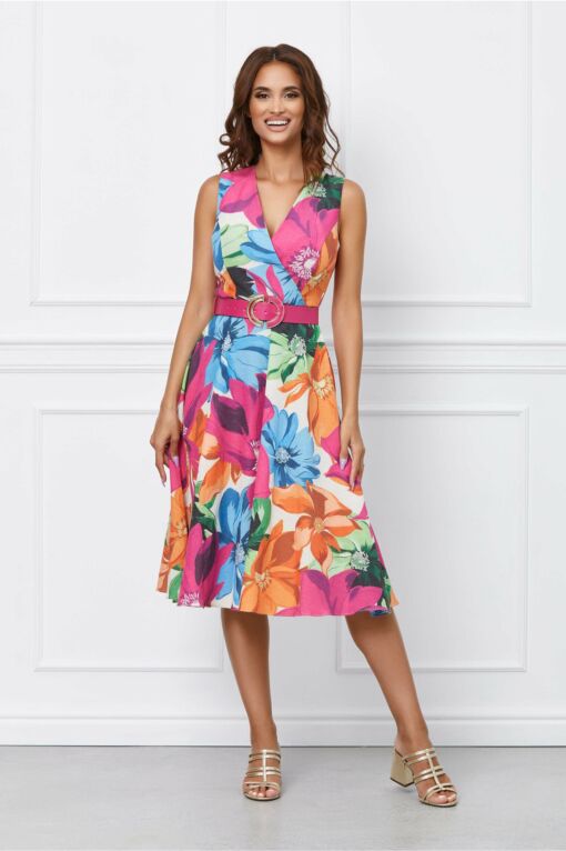 Black Friday 2022 Rochie Sabrina cu imprimeri florale multicolore