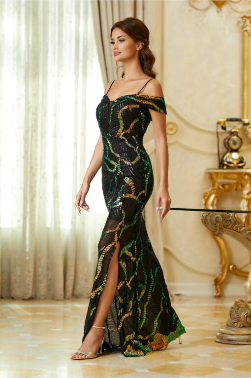 Black Friday 2022 Rochie Simona neagra cu paiete cu reflexii