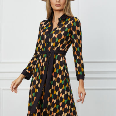 Black Friday 2022 Rochie Sorana neagra cu buline verzi