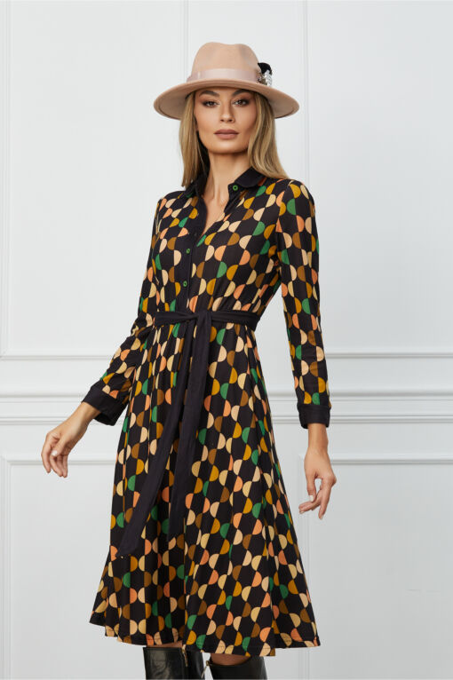 Black Friday 2022 Rochie Sorana neagra cu buline verzi