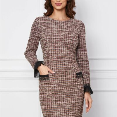 Black Friday 2022 Rochie Viviana cu imprimeu beige bordo