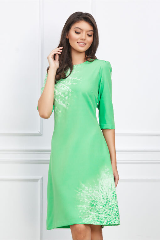 Black Friday 2022 Rochie Viviana verde cu imprimeuri