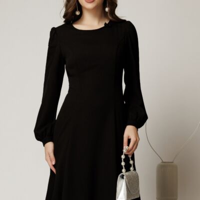 Black Friday Rochie neagra eleganta de ocazie din voal in clini